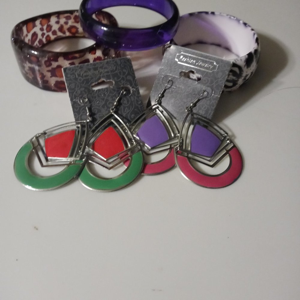 Bangle bracelets and earrings lot